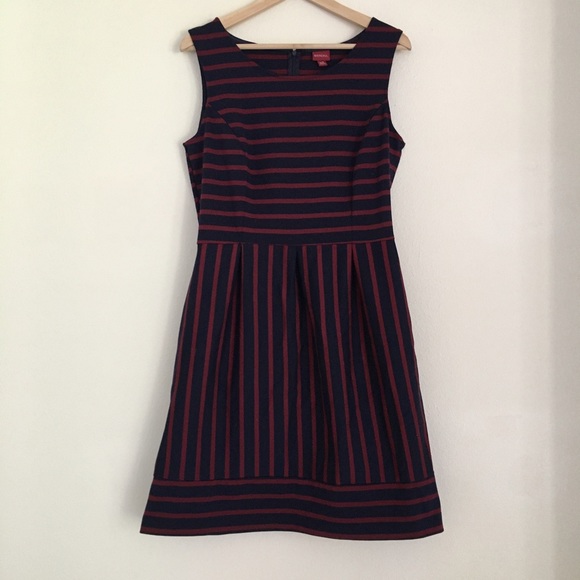 Merona Dresses & Skirts - Navy and Red Striped Sleeveless Dress with Pockets