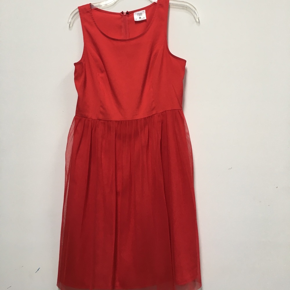 Red mini dress with tulle skirt