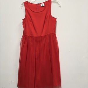 Red mini dress with tulle skirt