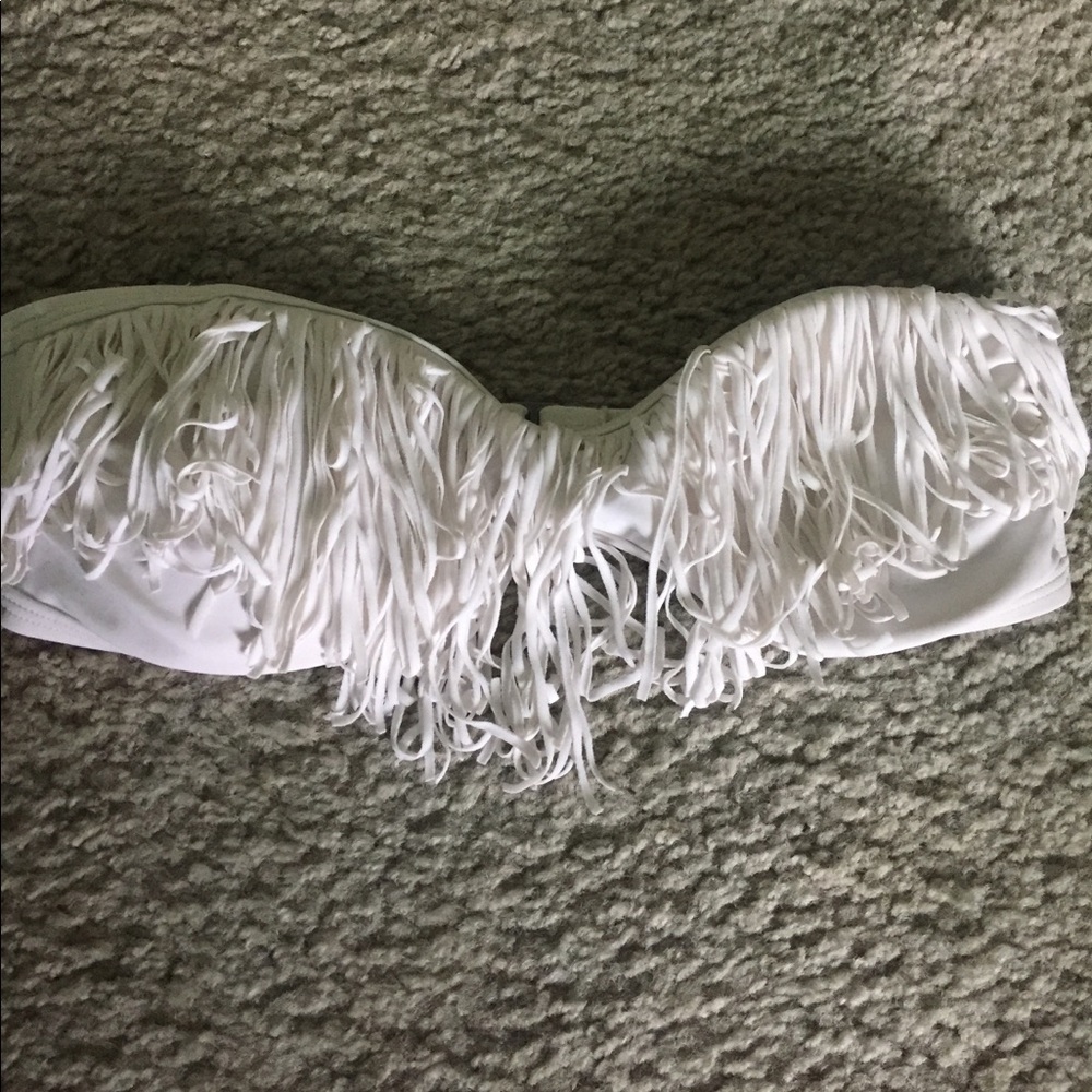 White fringe bikini top