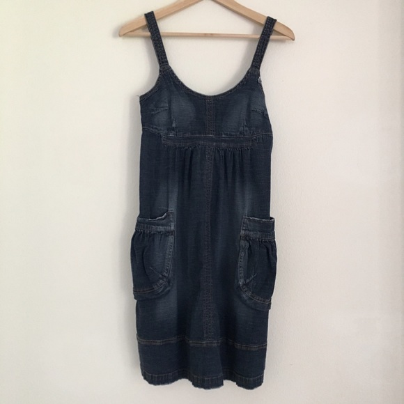 Jalate Dresses & Skirts - Distressed Denim Jumper Overall Dress with Pockets