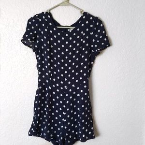 Navy Polka Dot Romper