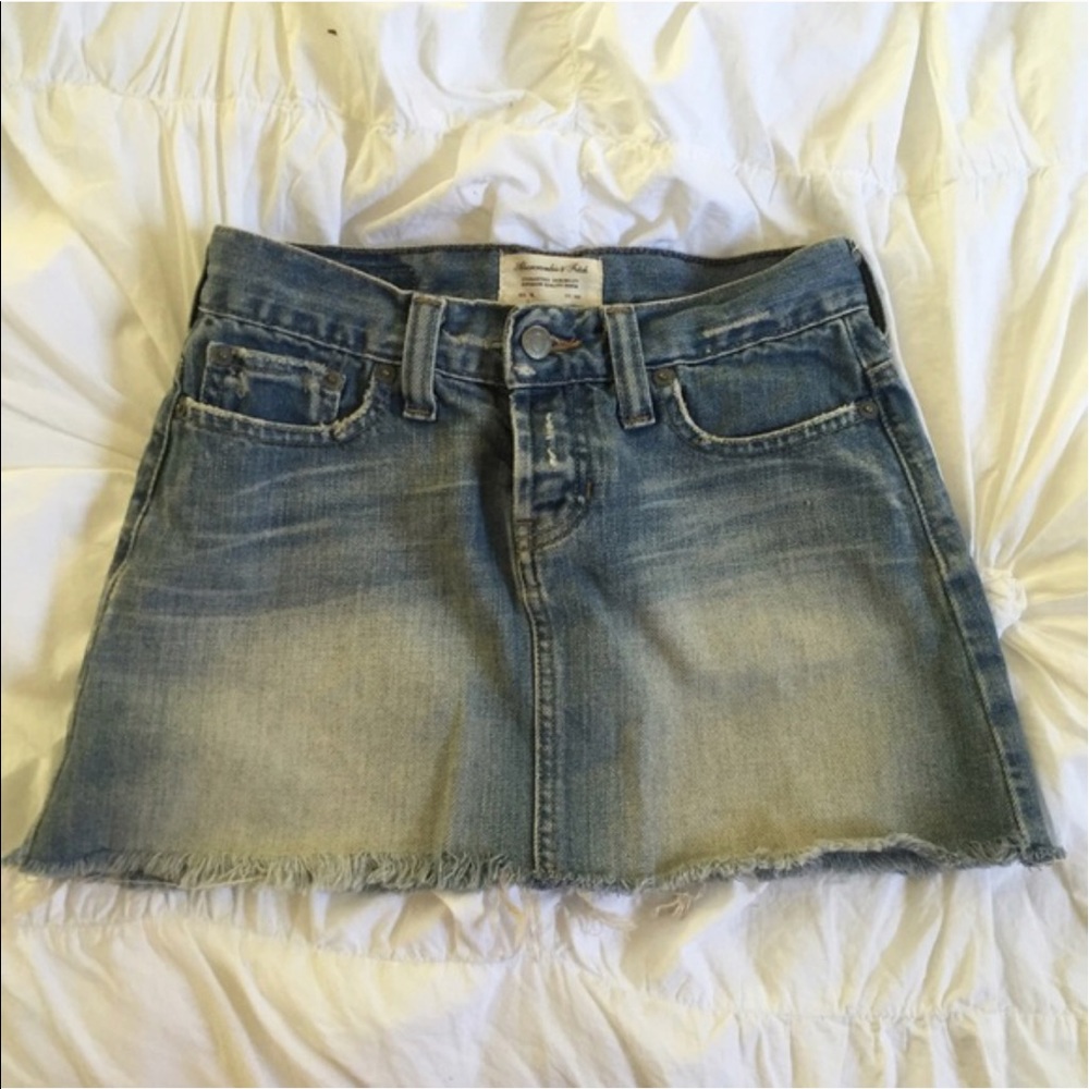 Denim cutoff mini skirt
