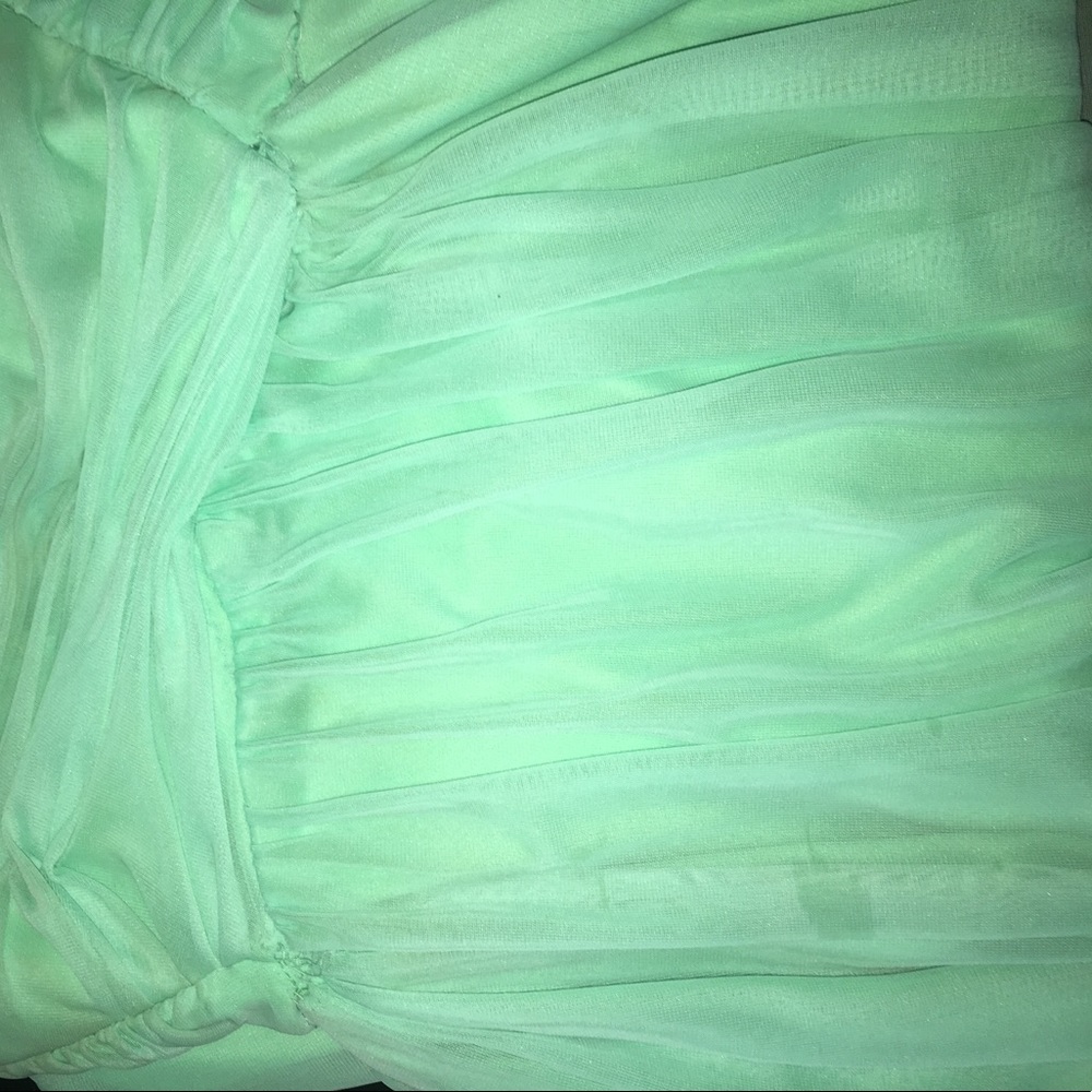 Green strapless high-low dress