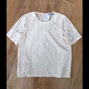 Madewell Ivory Lace Short Sleeve Top - New - SZ M