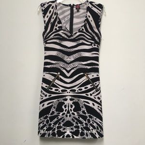 BEBE black and white animal print mini dress