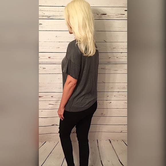 Charcoal/Black lace up oversized top - Picture 3 of 3