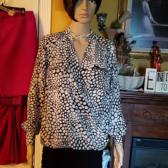 INC Black & White Blouse - Picture 1 of 3