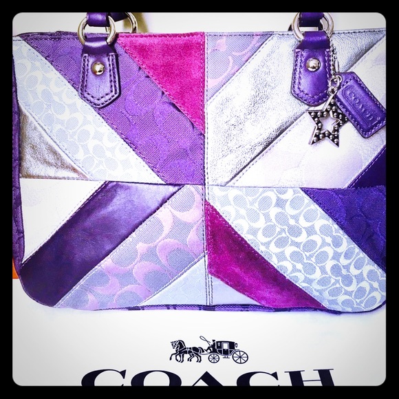 Coach Handbags - Rare Coach patchwork leather suede purple handbag