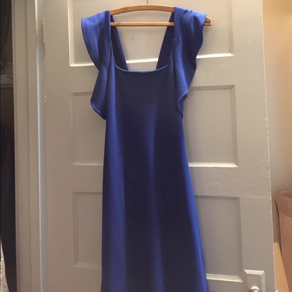 French Connection Marie Flared Dress in Blue