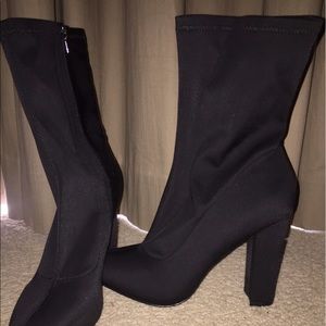 Black Pointed Toe Sock Boots