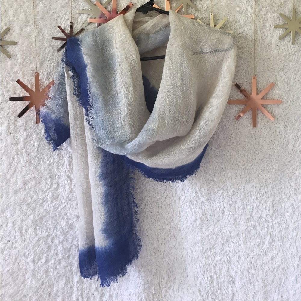 Navy and pale blue gauze scarf