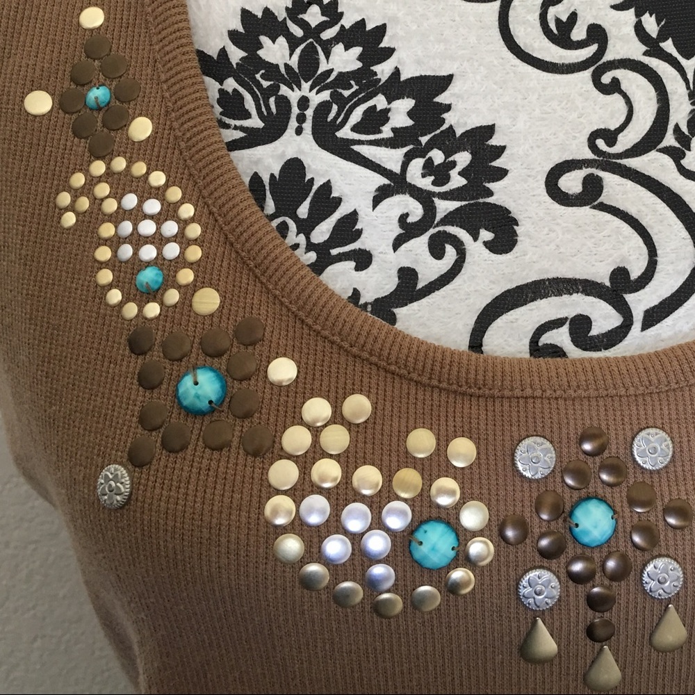 Turquoise and Smooth Studs embellished Tank