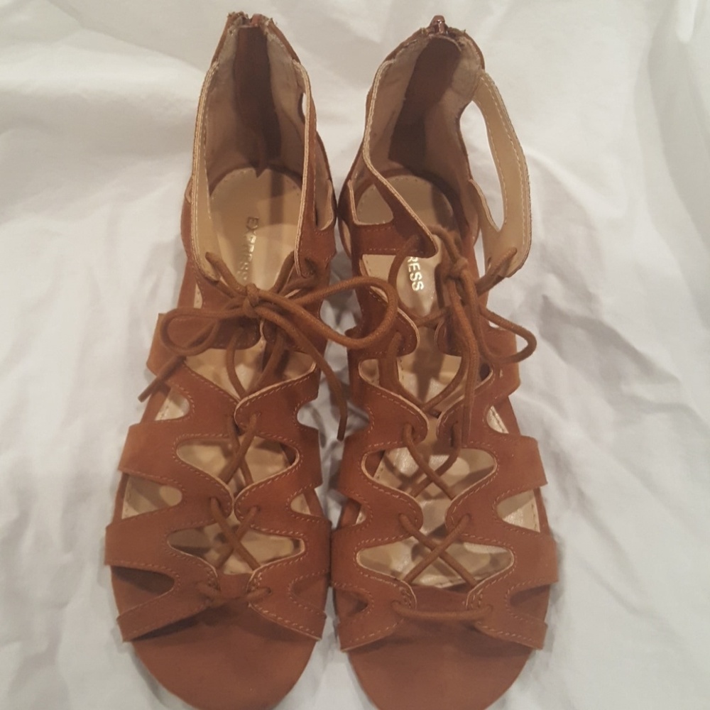 Brown lace up sandals