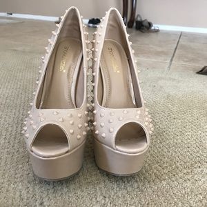 Tan studded heels