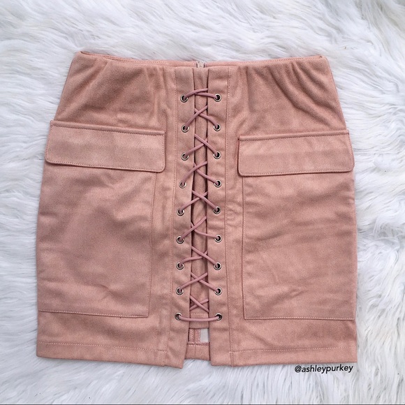 Daisys Boutique Dresses & Skirts - ❤️SALE❤️ blush pink suede lace up pencil skirt