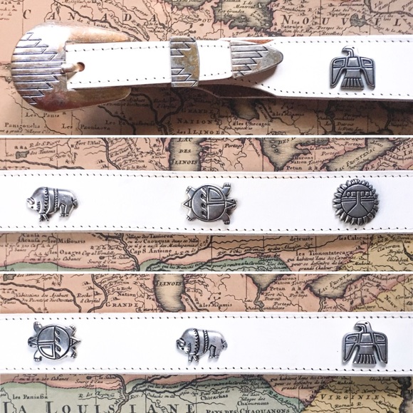 Vintage Accessories - Vintage desert animal white leather belt