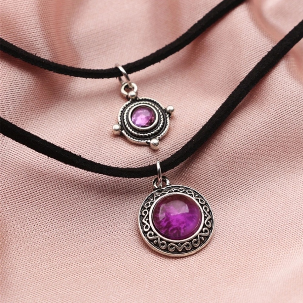 3 Pc Pendant Leather Chokers - Picture 2 of 6