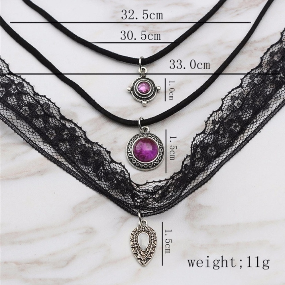 3 Pc Pendant Leather Chokers - Picture 4 of 6