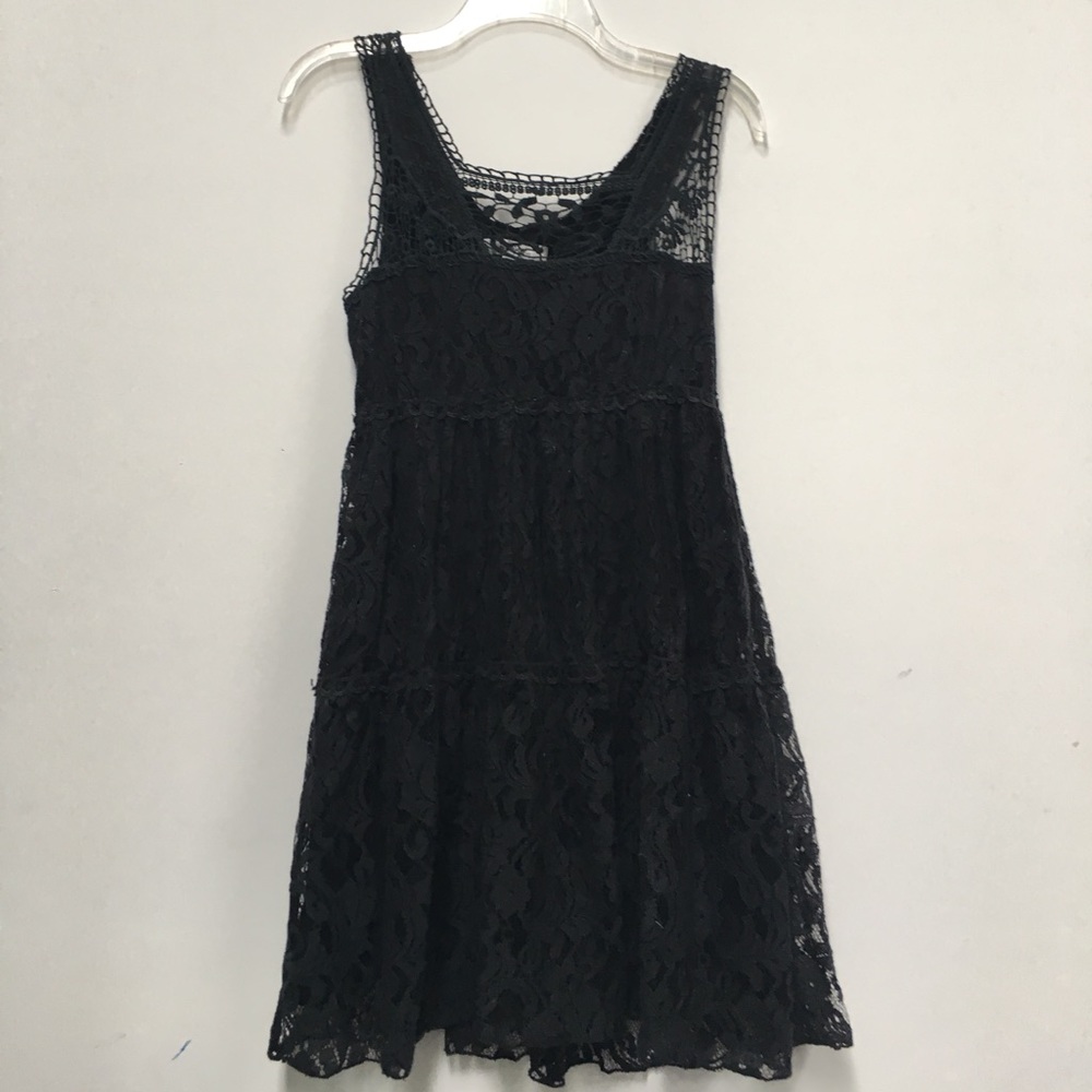 Black lace and crochet babydoll dress