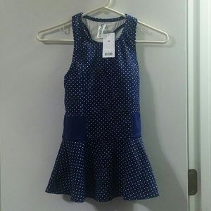 Navy Polka Dot Tankini Top