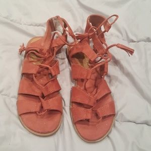 Coral lace up gladiator spring summer  sandals