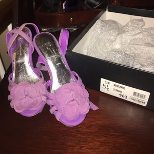 Lavender heels with flower detailing