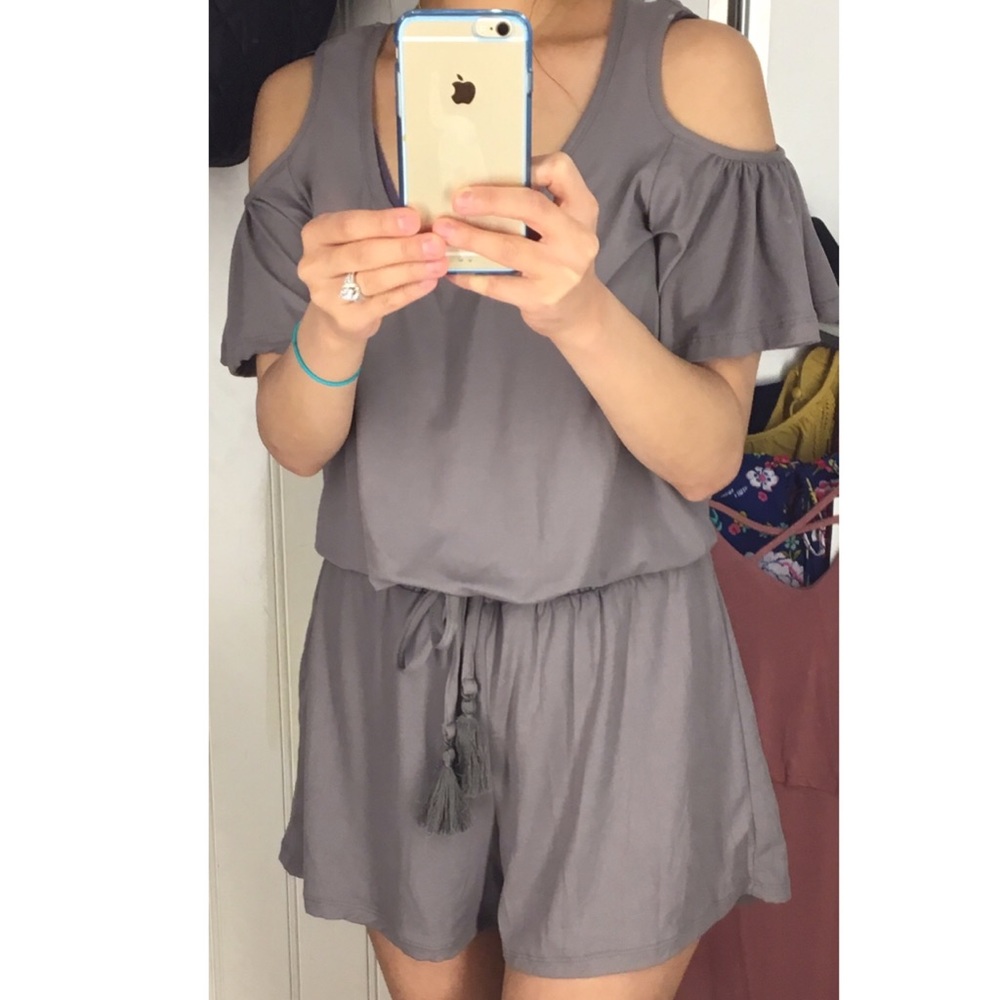 Grey cold shoulder romper