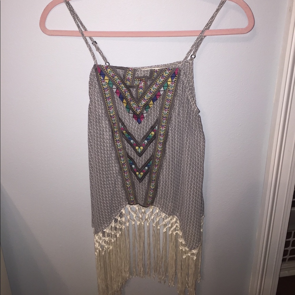 Sugar lips embroidered fringe tank