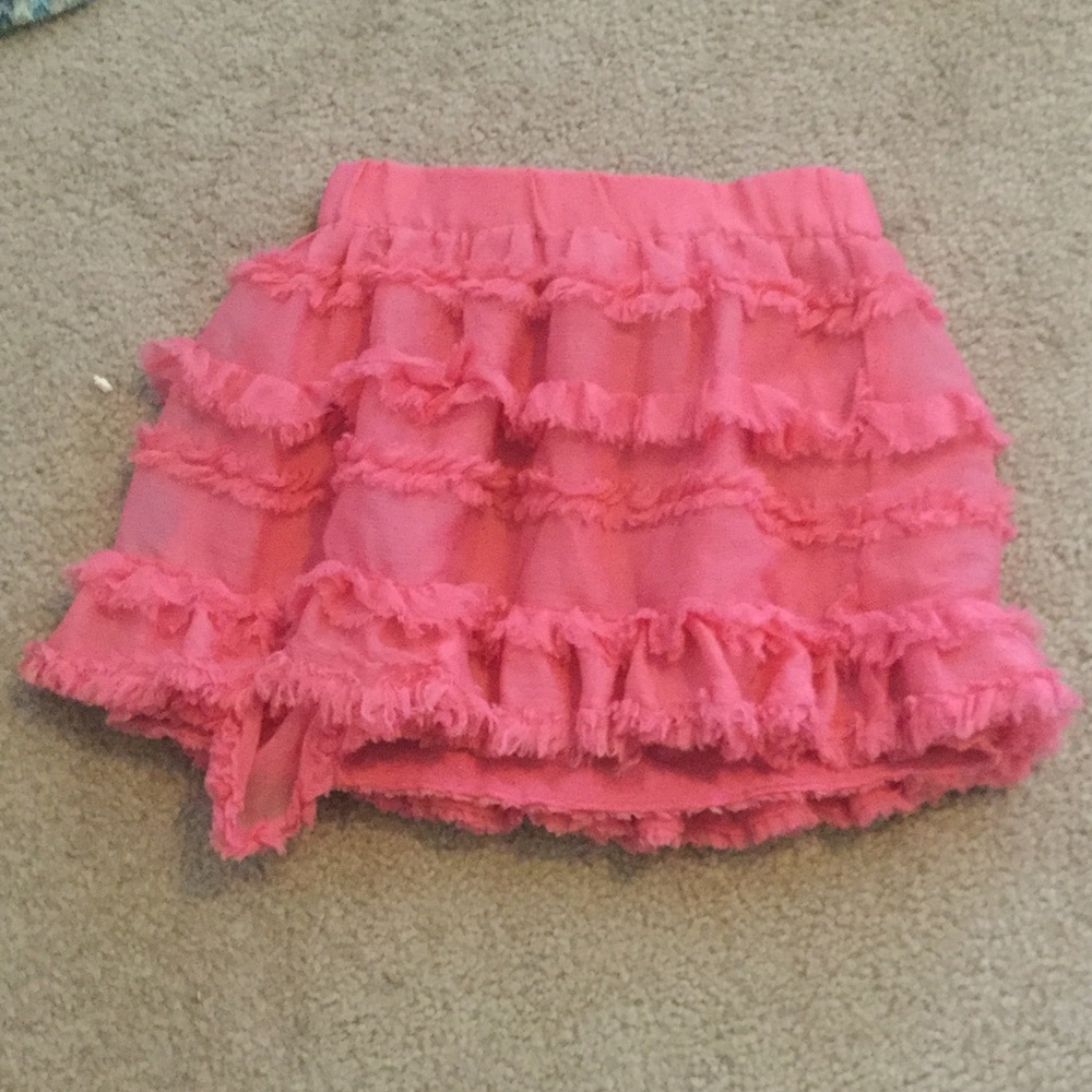Pink ruffled skirt