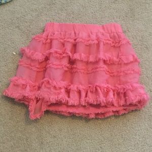 Pink ruffled skirt