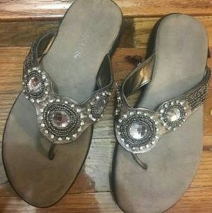 Suede Aerosole Jeweled Sandals
