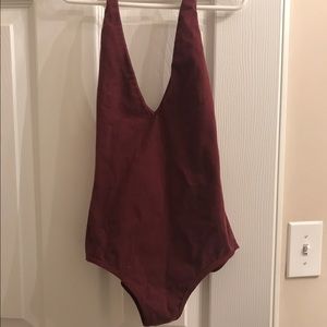 Burgundy American apparel backless bodysuit