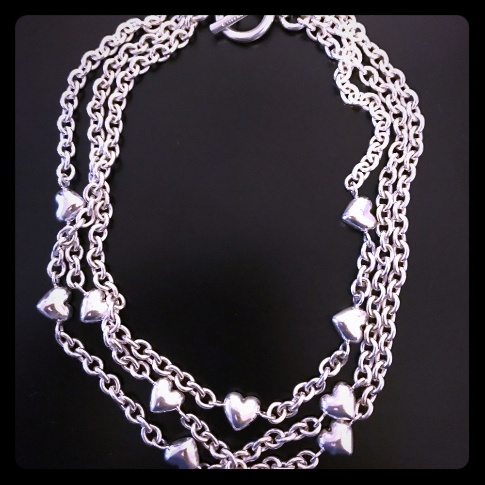 Tiffany Puffed Heart 5 Strand Toggle Necklace RARE