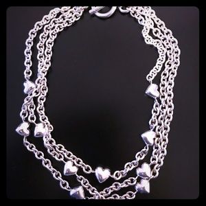 Tiffany Puffed Heart 5 Strand Toggle Necklace RARE