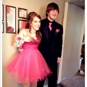 Bright pink prom dress