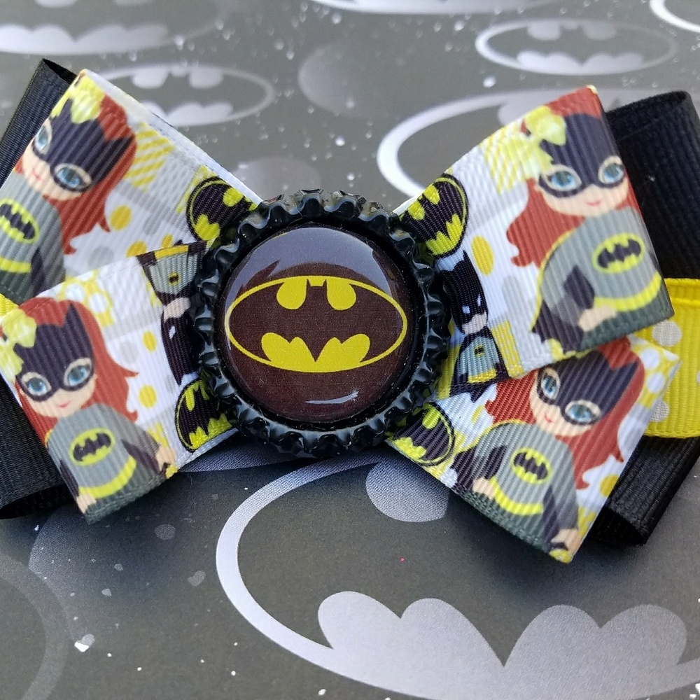Chibi Batman Batgirl Bottle cap Hair Bow