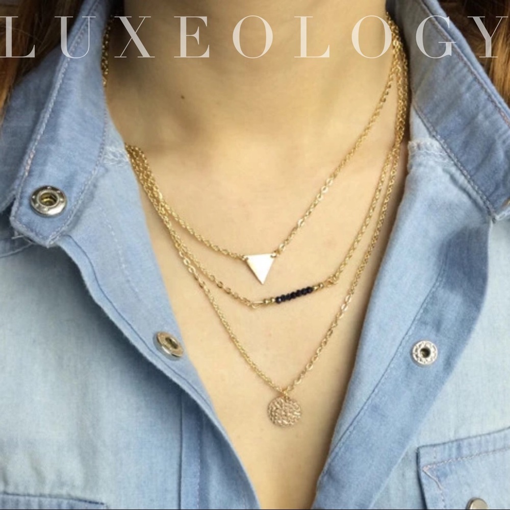 Triple Strand Layered Necklace