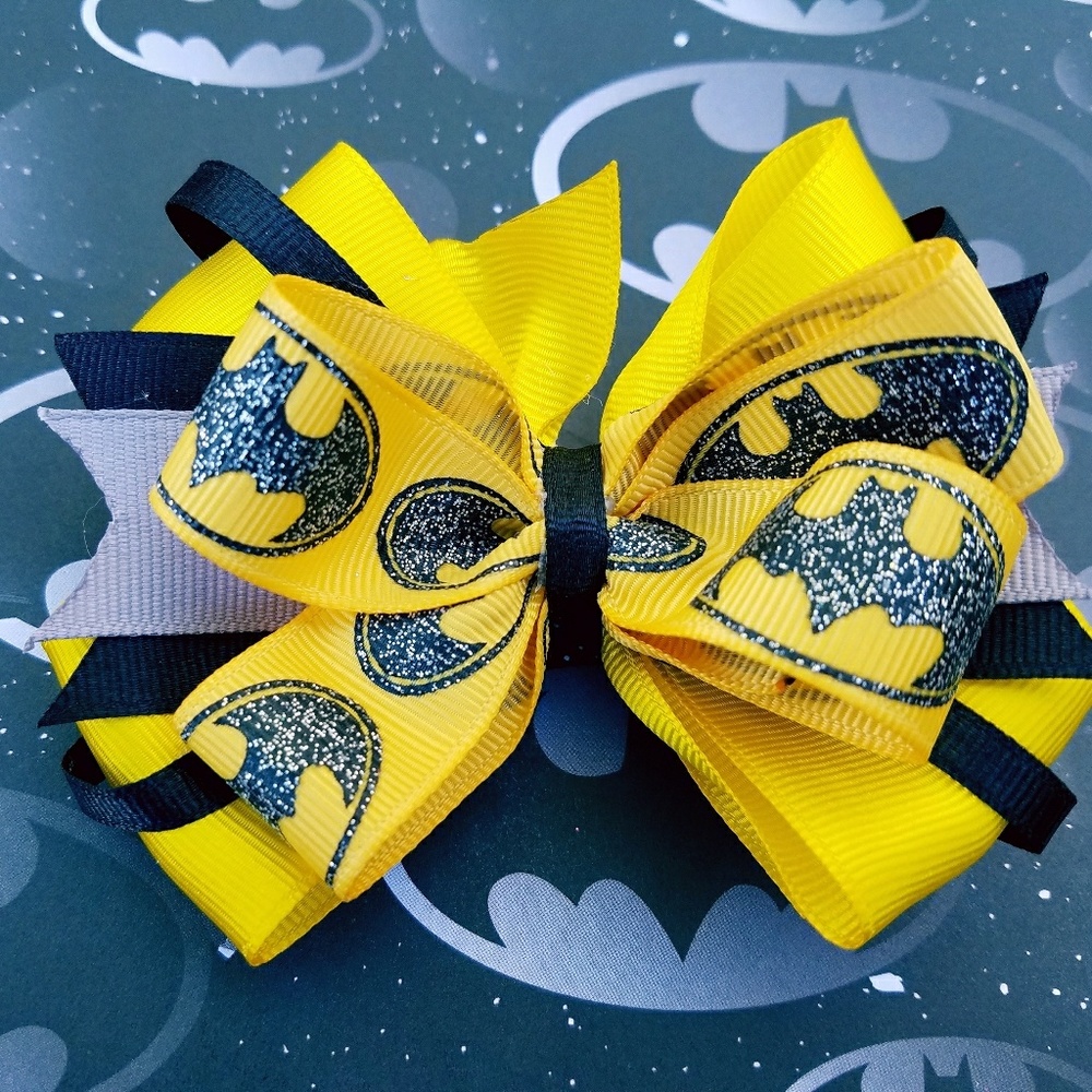 Batman Batsignal Stacked Hair Bow