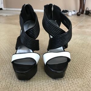 Black and white heels