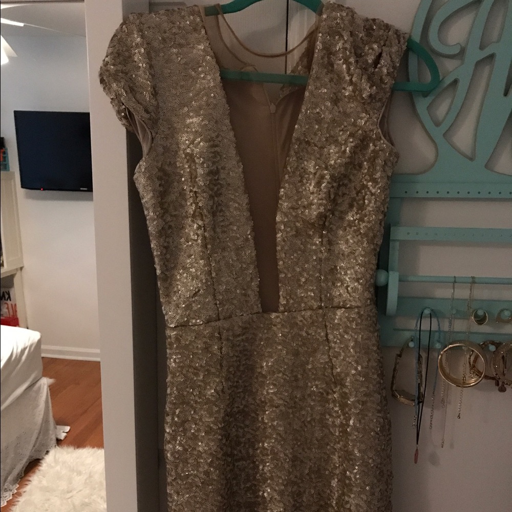 Short Gold Sequined Dress (Kylie Sequin Dress)