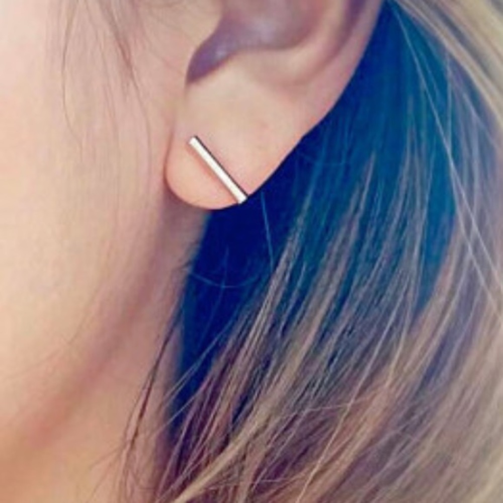 New gold or silver minimal dainty bar earrings
