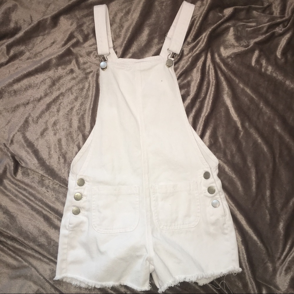 White Denim Short Overalls / Shortalls