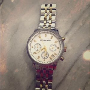 Silver and Gold Two-Tone Chronograph Watch MK5057