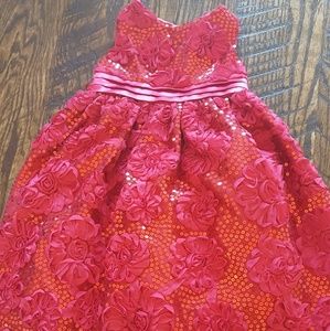 Girls 5T Red Sequence Flower Dress