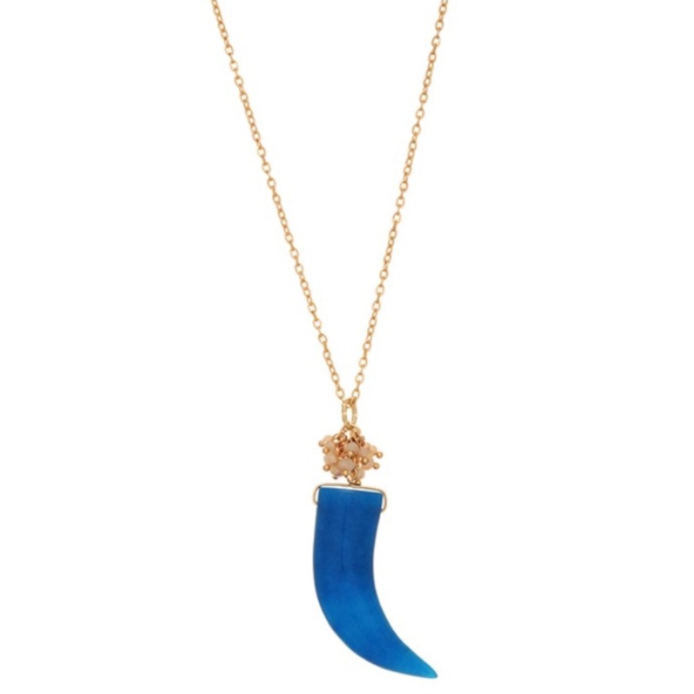 🐟📿Blue Horn Pendant Necklace