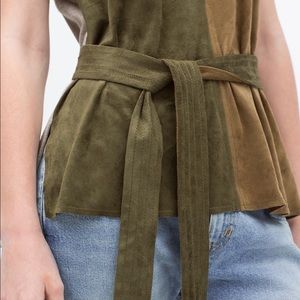 zara two-tone suede tee