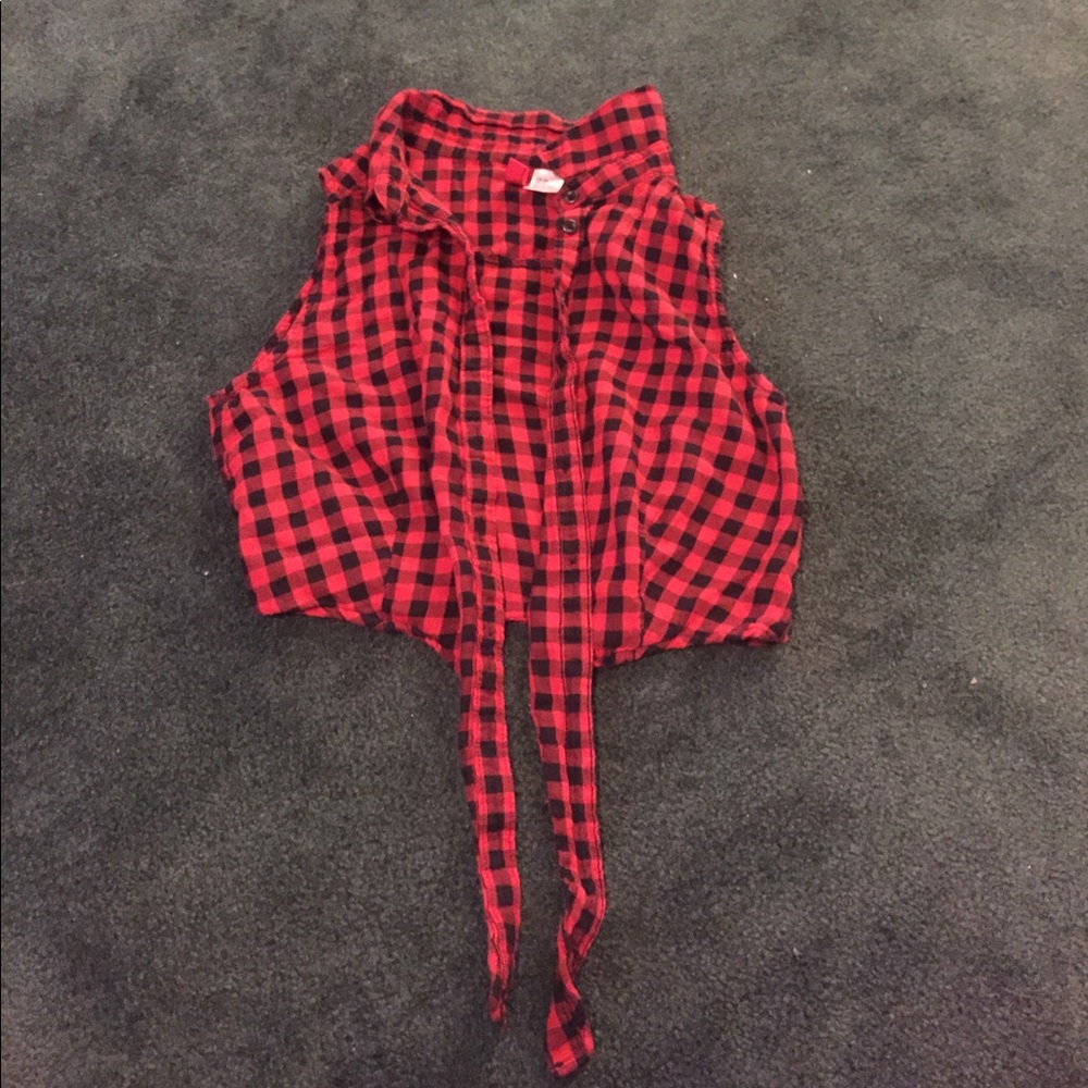 Tie Front Red Flannel Crop Top