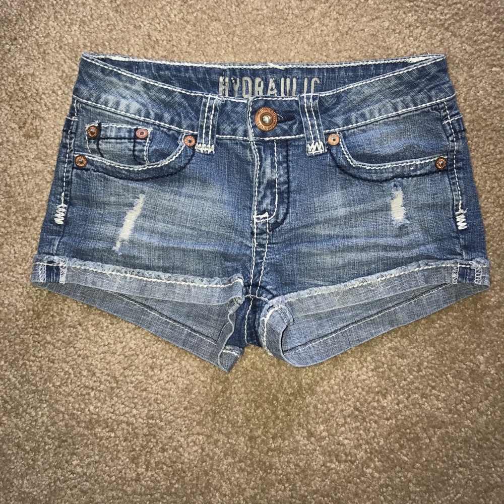 SOLD! Hydraulic distressed jean shorts