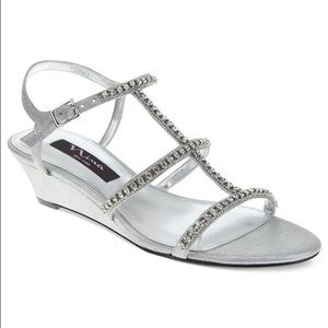 Nina Fresno Metallic Silver Gladiator Wedges